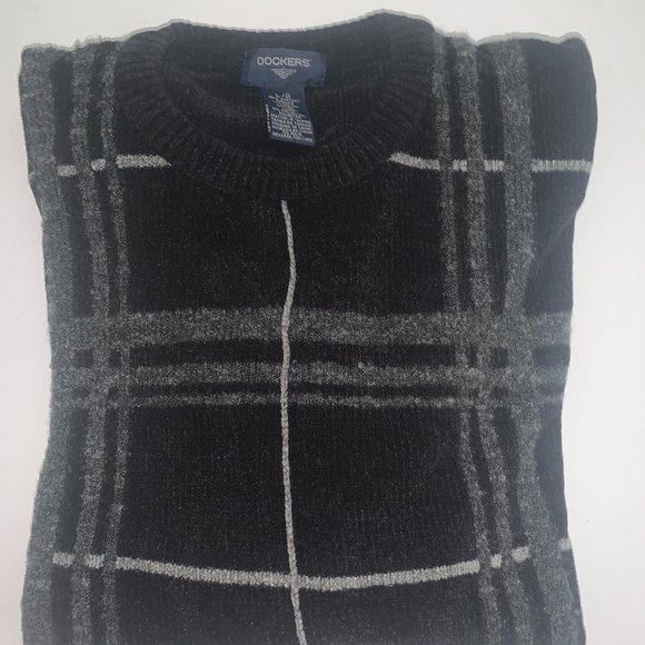 Dockers Other - Dockers Black/White Striped Pullover Crewneck Sweater Size Medium